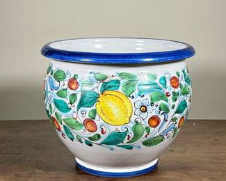 DERUTA POTTERY PLANTER | Colorful deruta pottery planter- h. 11.5 x dia. 14 in