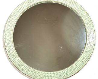 ROUND GLASS MOSAIC MIRROR, BEACH VIBES | Round glass mirror with mosaic glass frame - dia. 36 in