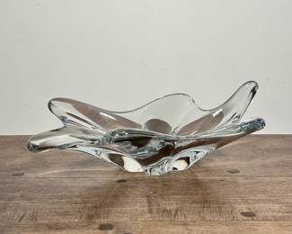 BACCARAT COUPE VIDA POCHE CRYSTAL BOWL | Baccarat shallow small glass bowl with marking on bottom. - h. 3 x w. 12 in