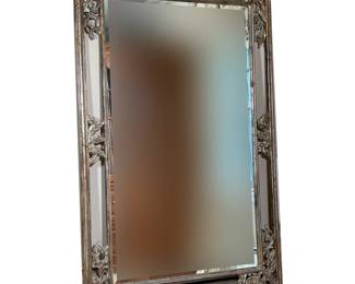 OVERSIZED SILVERED BEVELED FLOOR MIRROR |
Carved wood frame, mirrored bevels with carved decorations - h. 79 x w. 50.5 in