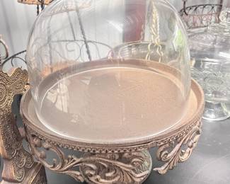 metal cake plate with dome - $50