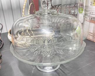 Glass cake plate with dome - $40