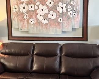 Brown leather sofa