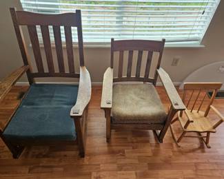 Antique windsor rockers and baby rocker