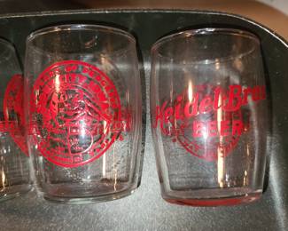1954 Heidel Brau beer glassed and Storz trays. MCM
