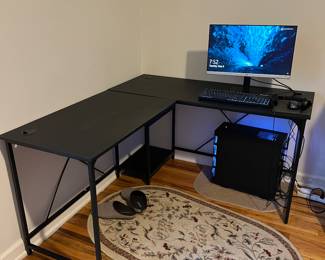 Black computer work station and desk