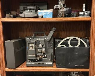 Vintage film and camera equipment.