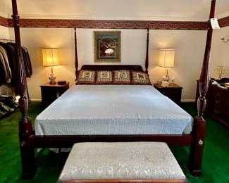 Drexel King sized four-poster mahogany rice bed from the "18th Century Classics Collection".