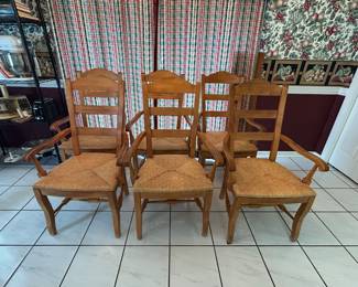 6 Drexel rush seat dining chairs.