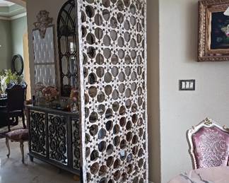 Room divider, decorative panel, distressed, very heavy, wooden.