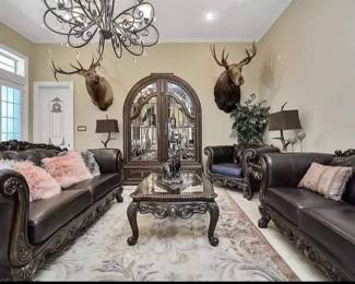 Cabinet, moose, elk seating area/all leather/.