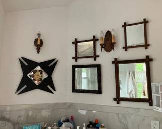 Antique tramp art mirrors