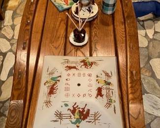 Antique cowboy lamp and shade
