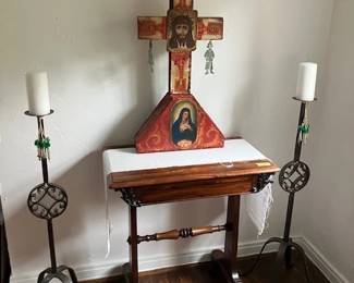 Home altar, canldlesticks