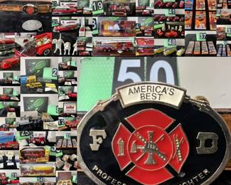 Firefighters Dream Die-Cast & Collectibles Auction!
Die-Cast Heroes, Ertl, Corgi, Matchbox, Danbury Mint, Tonka, International, Eligor, Franklin Mint
Collectible figurines, Lemax, art, trinkets, memorabilia