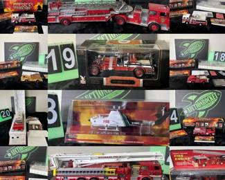 Firefighters Dream Die-Cast & Collectibles Auction!
Die-Cast Heroes, Ertl, Corgi, Matchbox, Danbury Mint, Tonka, International, Eligor, Franklin Mint
Collectible figurines, Lemax, art, trinkets, memorabilia