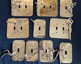 HVQ Byrd Brutalist brass art switch cover plates