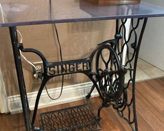 antique Singer treadle table