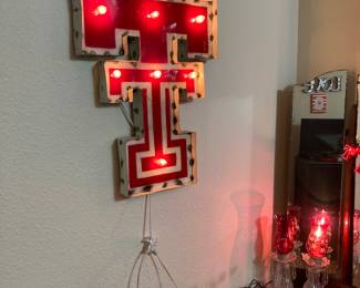 lighted Texas Tech metal double T