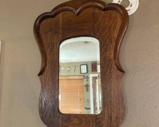 vintage repurposed HEAVY oak mirror