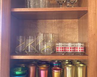 aluminum ware, vintage glass sets