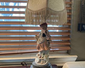 working bisque porcelain lady lamp