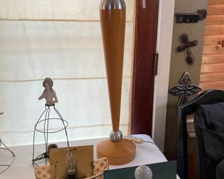 vintage lady lamp, MCM wood table lamp, wall lamps
