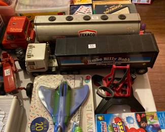 toys, trucks, etc.