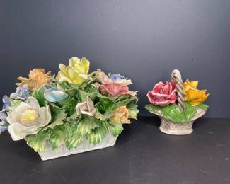 Vintage Denton Bone China Floral Bouquet & Basket