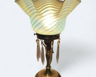 Fenton Opalescent Brass Lamp