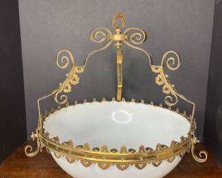 Antique Inverted Milk Glass Dome