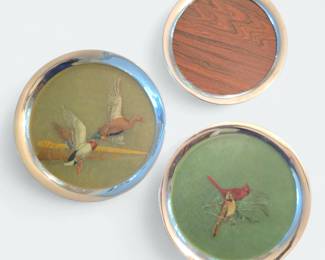 Stieff Pewter Hand Painted Fiber Glass Trays