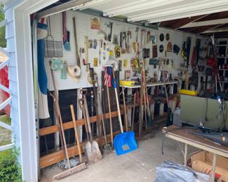 GARAGE FULL OF TOOLS AND YARD ITEMS