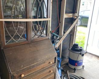 ANTIQUE CABINET, KIDS GOLF CLUBS, BLIND, VACCUM, CROWBAR, ETC.....