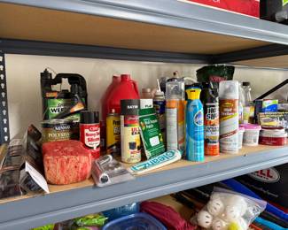 Misc cleaning products, repellents, paint supplies