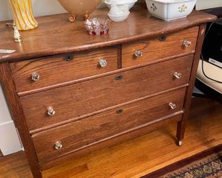 Handsome oak chest with glass knobs