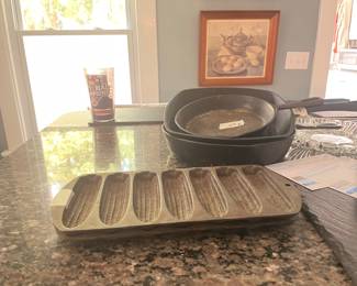 Iron skillets and corn pone pans