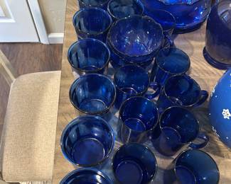32 piece set of blue dinnerware and serving pieces Quite the bargain at $40