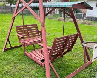 86 Redwood Vintage Swing Glider Benchesmin