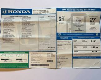 86 2011 Honda CRV 4WD Sales Sticker Detailmin