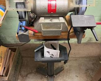 86 Wissota 6In. Vintage Bench Grinder With Standmin