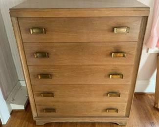 86 MCM 5Drawer Blonde Limed Oak Highboymin
