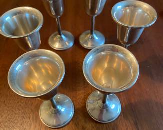 Set of six sterling goblets
