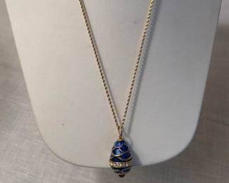 14 KT gold chain and cloisonné egg