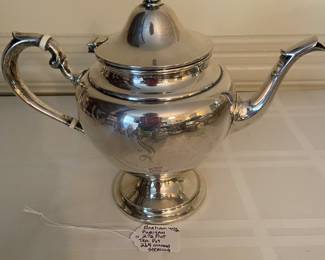 Gorham 452 Sterling tea pot 2 1/4 pint, 21.293 ounces, with S monogram, one piece of a five-piece coffee and tea service