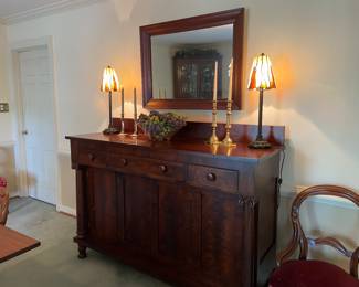Antique mahogany sideboard, belonged to the homeowner’s grandmother. 66” wide x 22” deep x 48” tall