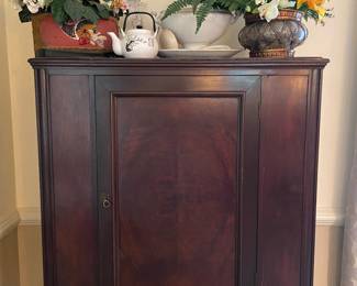 Antique mahogany China cabinet belonged to the Homeowner’s grandmother! 61” tall x 41” wide x 16” deep