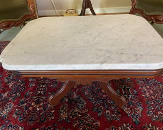 Marble top mahogany Victorian square table