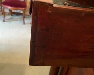 Dovetailed construction on antique sideboard