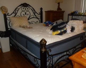 Nice Queen Size Iron Bed & Serta Perfect Sleeper mattress set